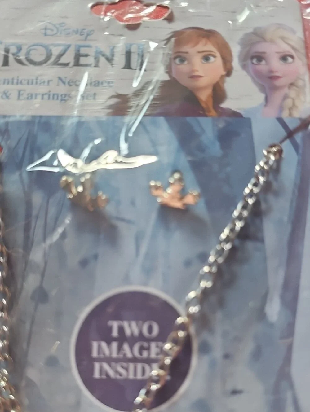 Disney Silver Necklace and Earring Set with Pink Accent